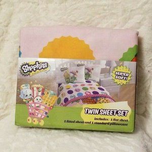 Shopkins Twin Sheet Set 1 Flat 1 Fitted 1 Standard Pillowcase Super Soft NEW